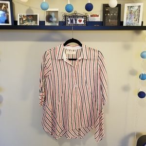 Isabella Sinclair striped button neck top